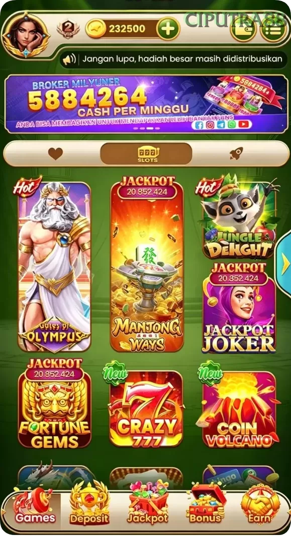 Cuplikan layar MEGA388 — halaman utama